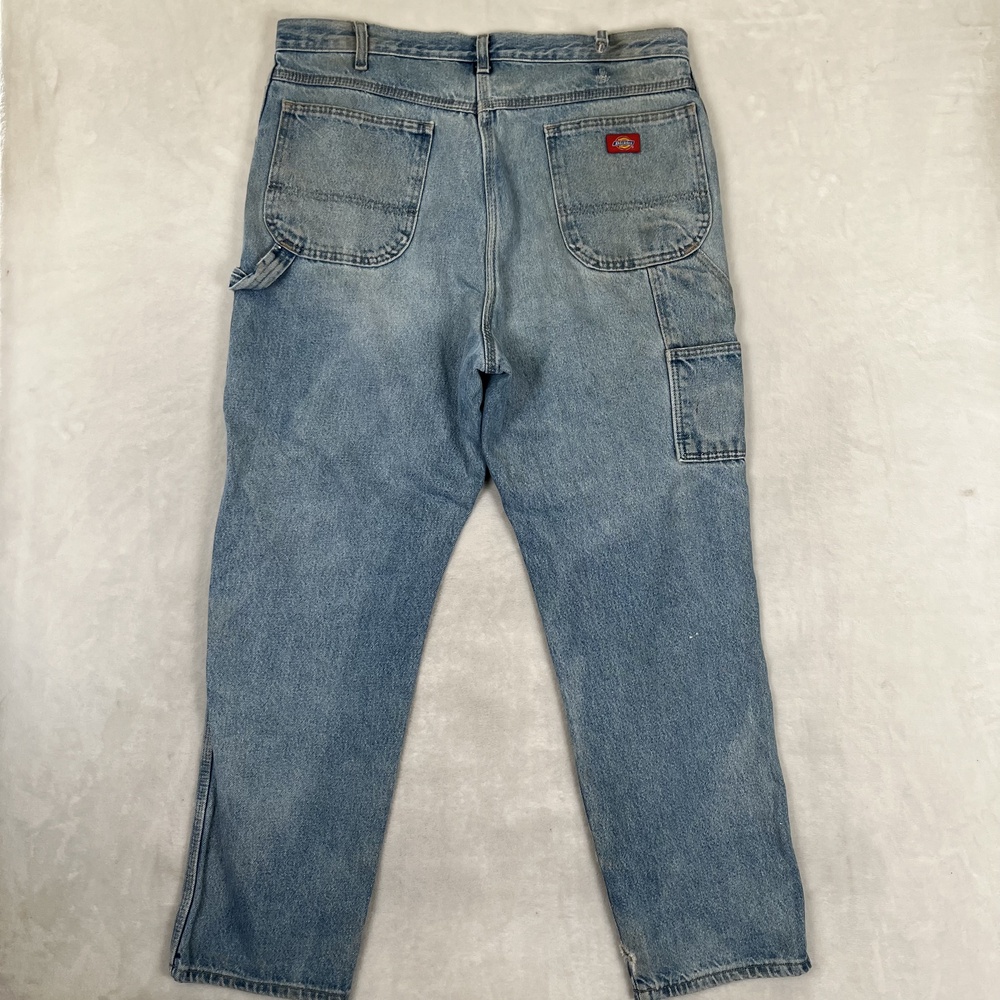 Dickies CarpenterJeans Mens 38x32 Blue Relaxed Straight Work Denim Light Wash